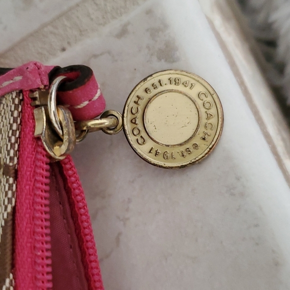 💕 COACH Pink Floral Handbag & Mini Skinny Wallet 💕 - Picture 7 of 17
